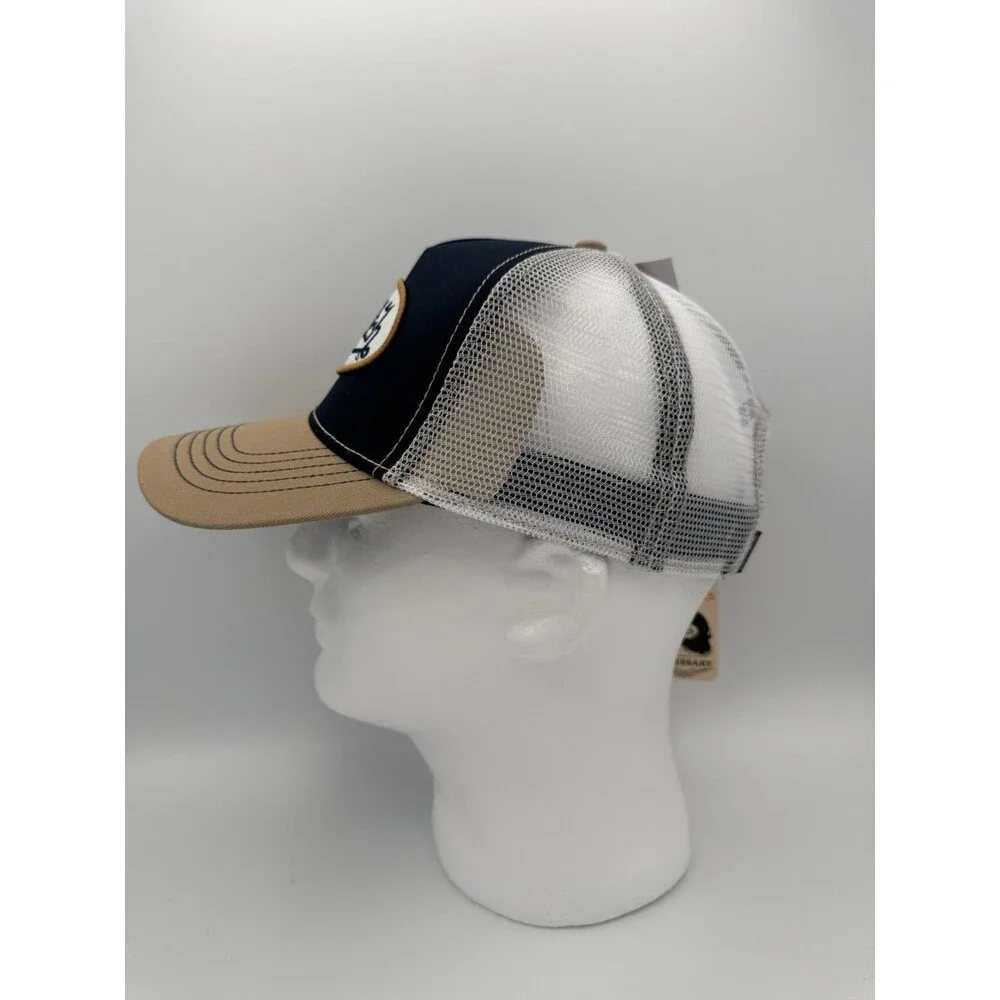 Von Dutch Trucker Hat Navy/Khaki Embroidered Patch Logo Snapback Cap NWT